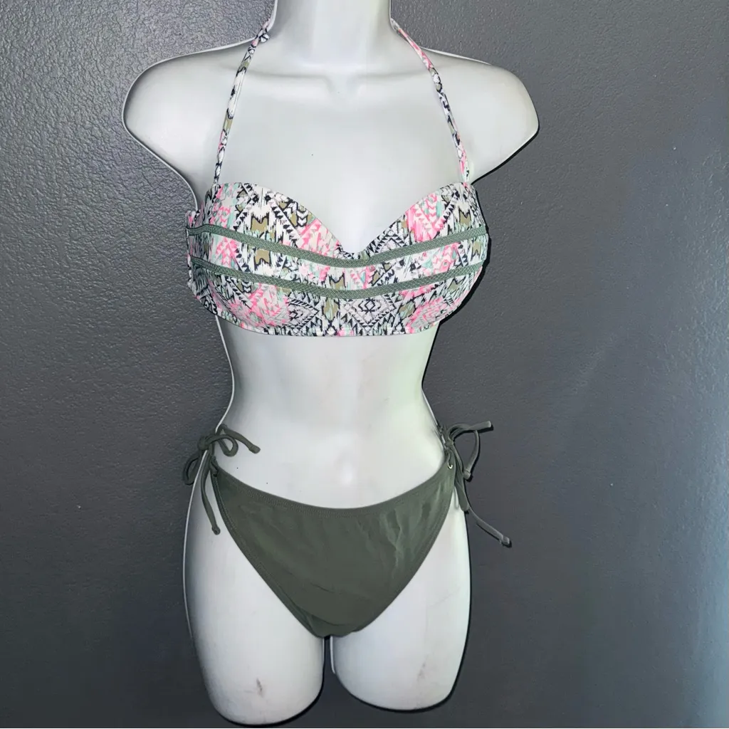 Women’s Cute Pink Green Bikini Swimsuit Set Ibiza Island Soul Large - XL - Image 2