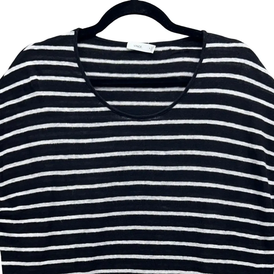 Vince Womens Linen Shirt Size M Summer Nautical Coastal Old‎ Money Striped Boxy - Image 3