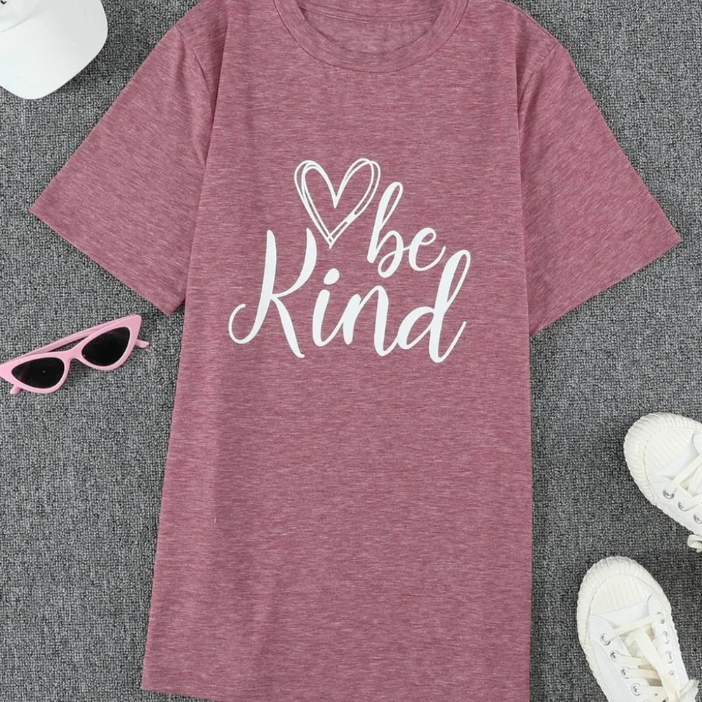 "BE KIND" GRAPHIC PINK MAUVE T - Image 9