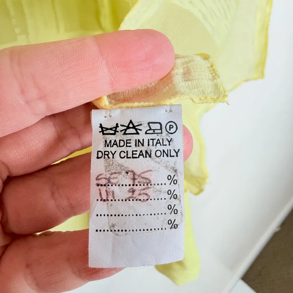 Burberry Butter Yellow Silk Sheer Textured Check Scarf - Image 9