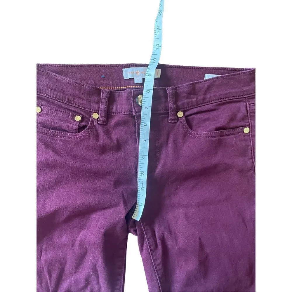 Tory Burch dark plum super skinny mid rise jean size 26 - Image 5