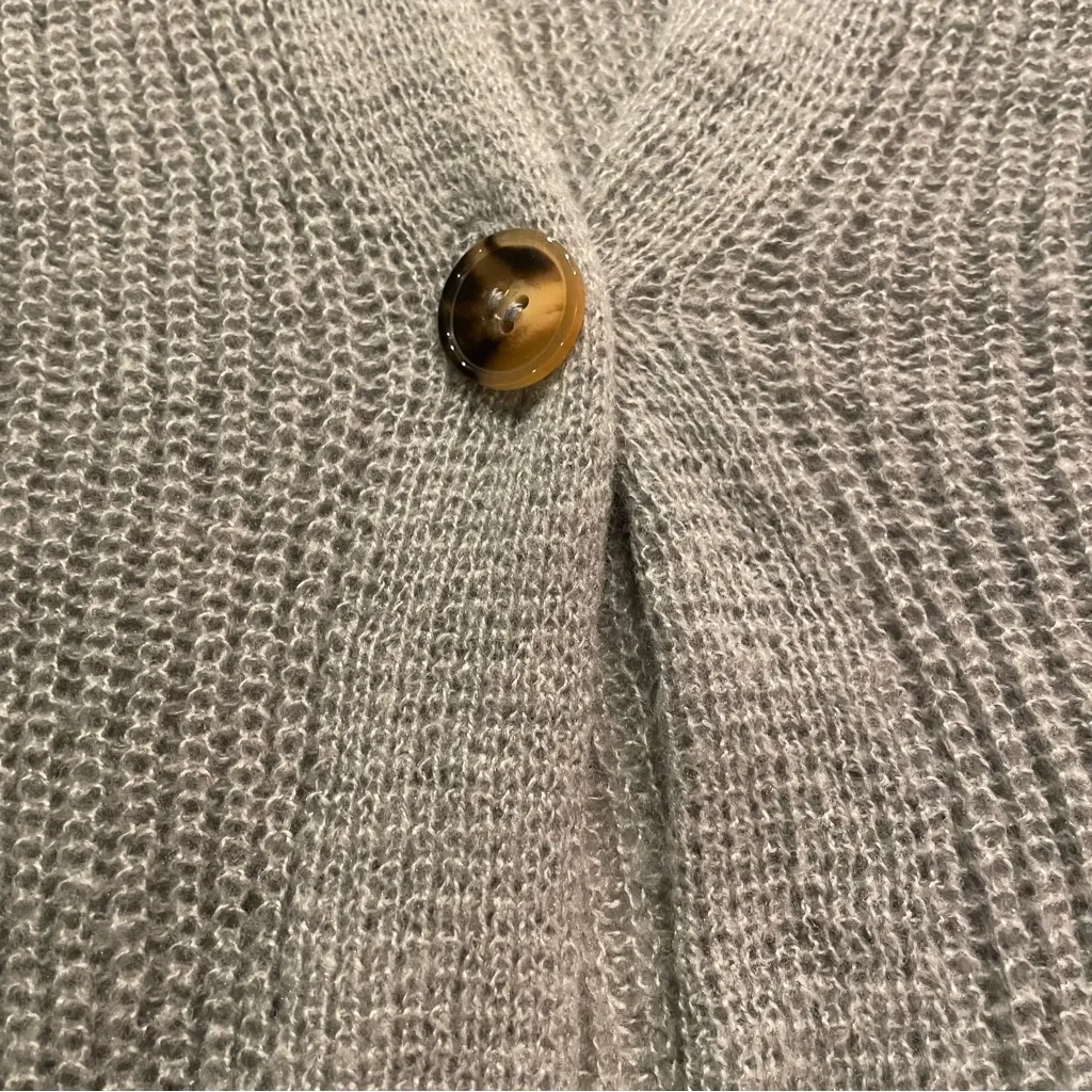 Time & True Knit Ruana NWT Women OS Gray Single Button Pockets V - Image 12