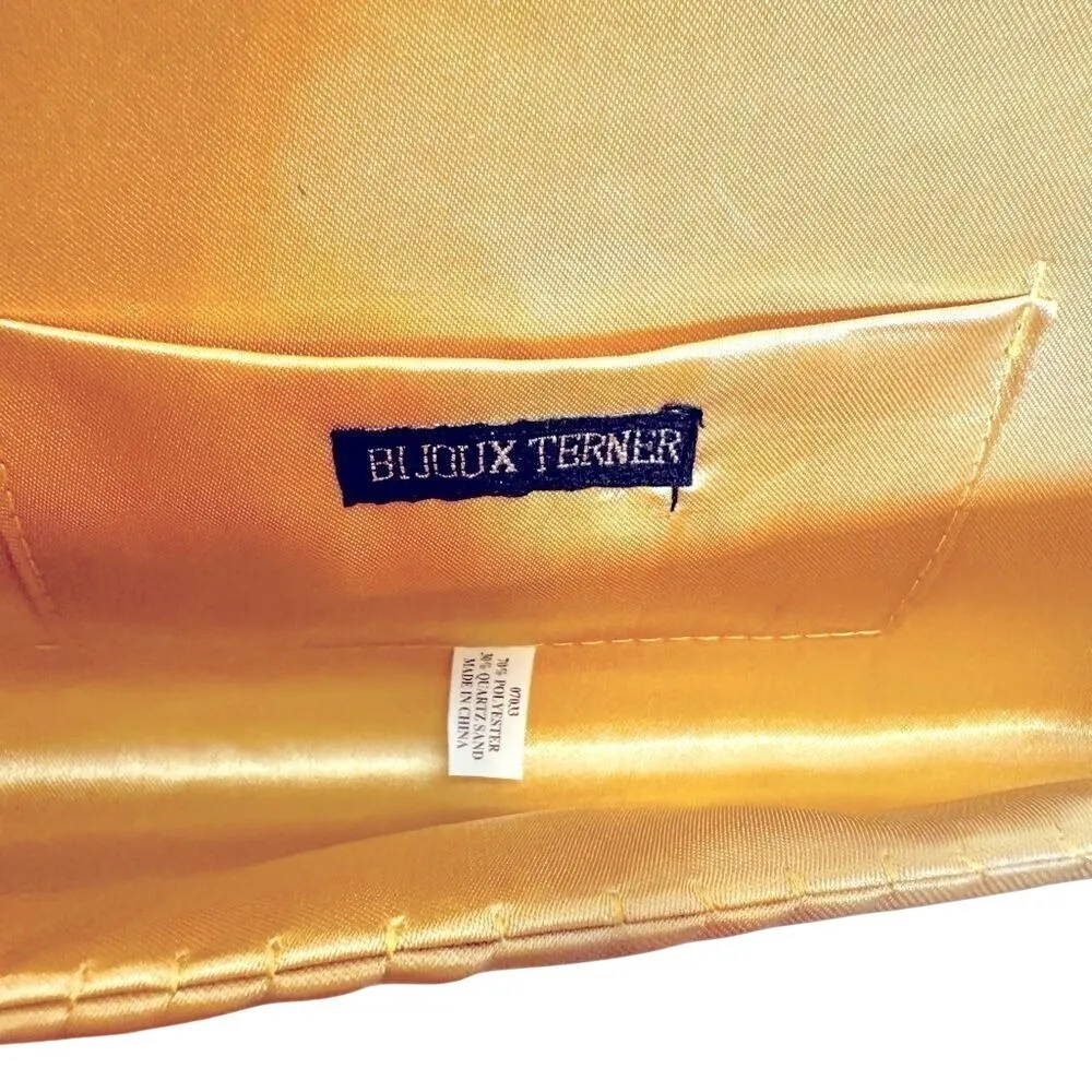 Bijoux Terner Beaded Purse Crossbody Women's Gold Satin Interior Snap Closure - Image 5