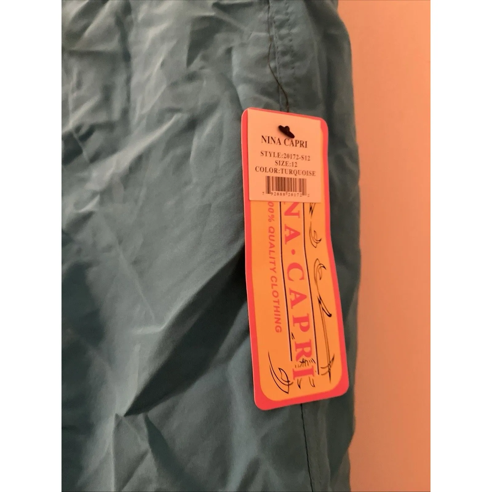 Nina Capri Women's Size 12 Turquoise Blue Board Shorts Drawstring - Image 7