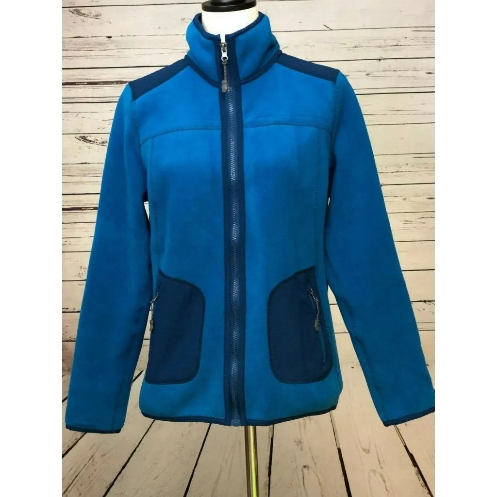 Green Tea Small  Fleece Jacket  Full Zip Coat Blue‎ Anthropologie Womens Aqua - Image 2