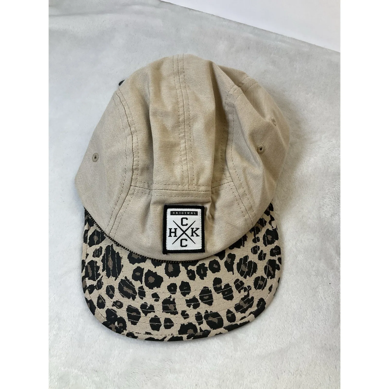 Original Chuck Hat 5 Panel Cap Adult Leopard Tan Strapback Adjustable Brown - Image 8