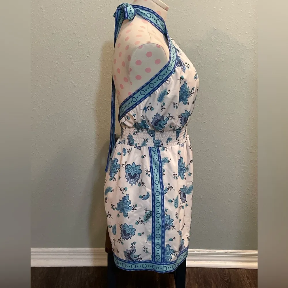 NWOT BOUTIQUE Women’s halter neck romper blue paisley print Sz S - Image 6