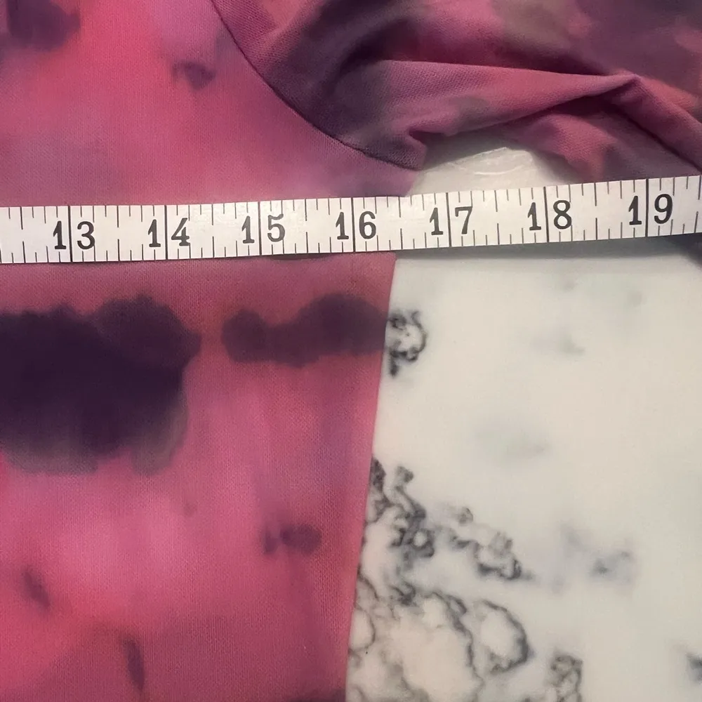 By Anthropologie Mesh Pink Purple Turtleneck Top Size Small MSRP $68 - Image 8