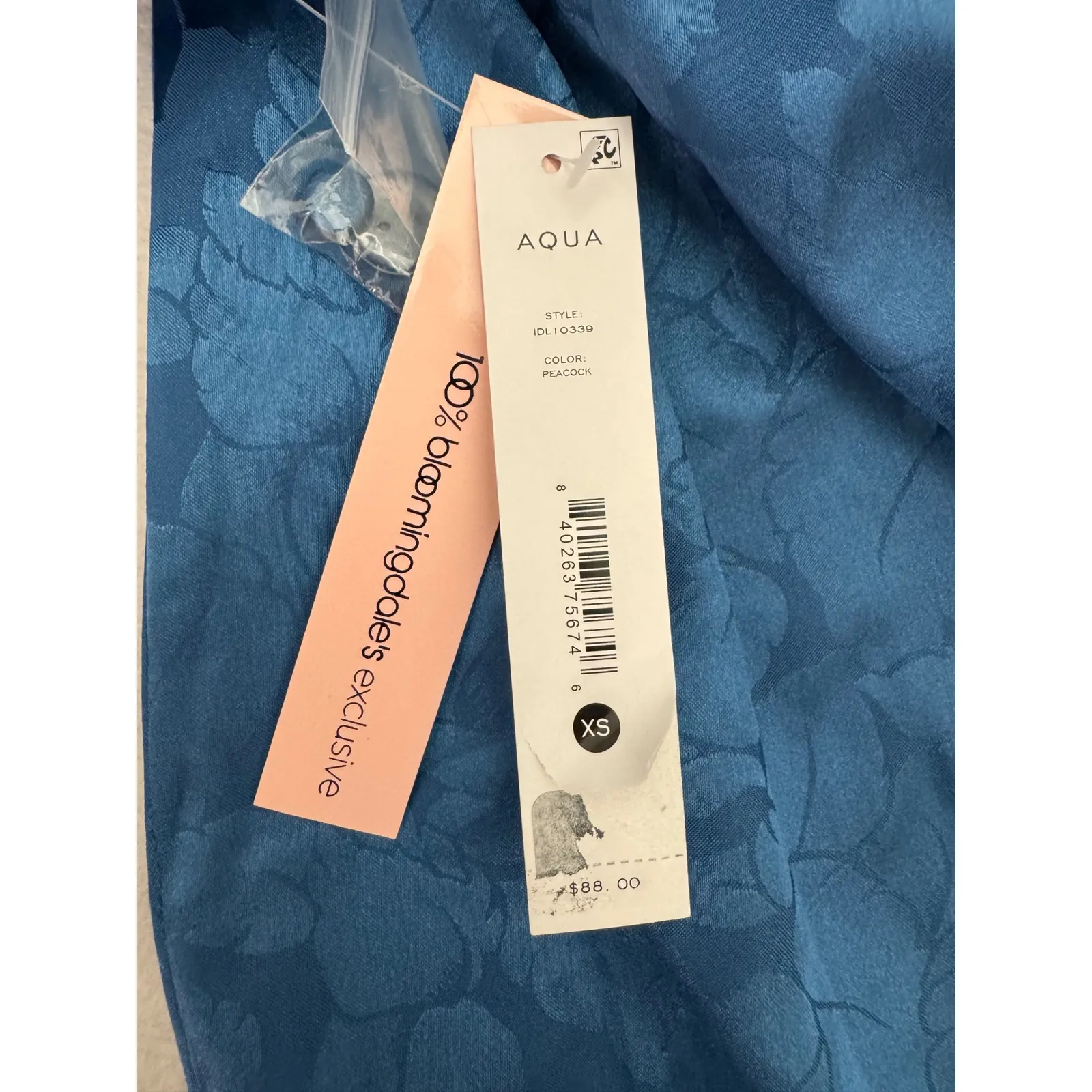 Aqua‎ Blue Floral Print Long Sleeve Mini Dress Shirt Dress XS - Image 9