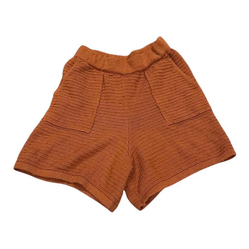 FREE PEOPLE BEACH PULLON SHORTS Textured Knit Sweater in Rust S - Image 4