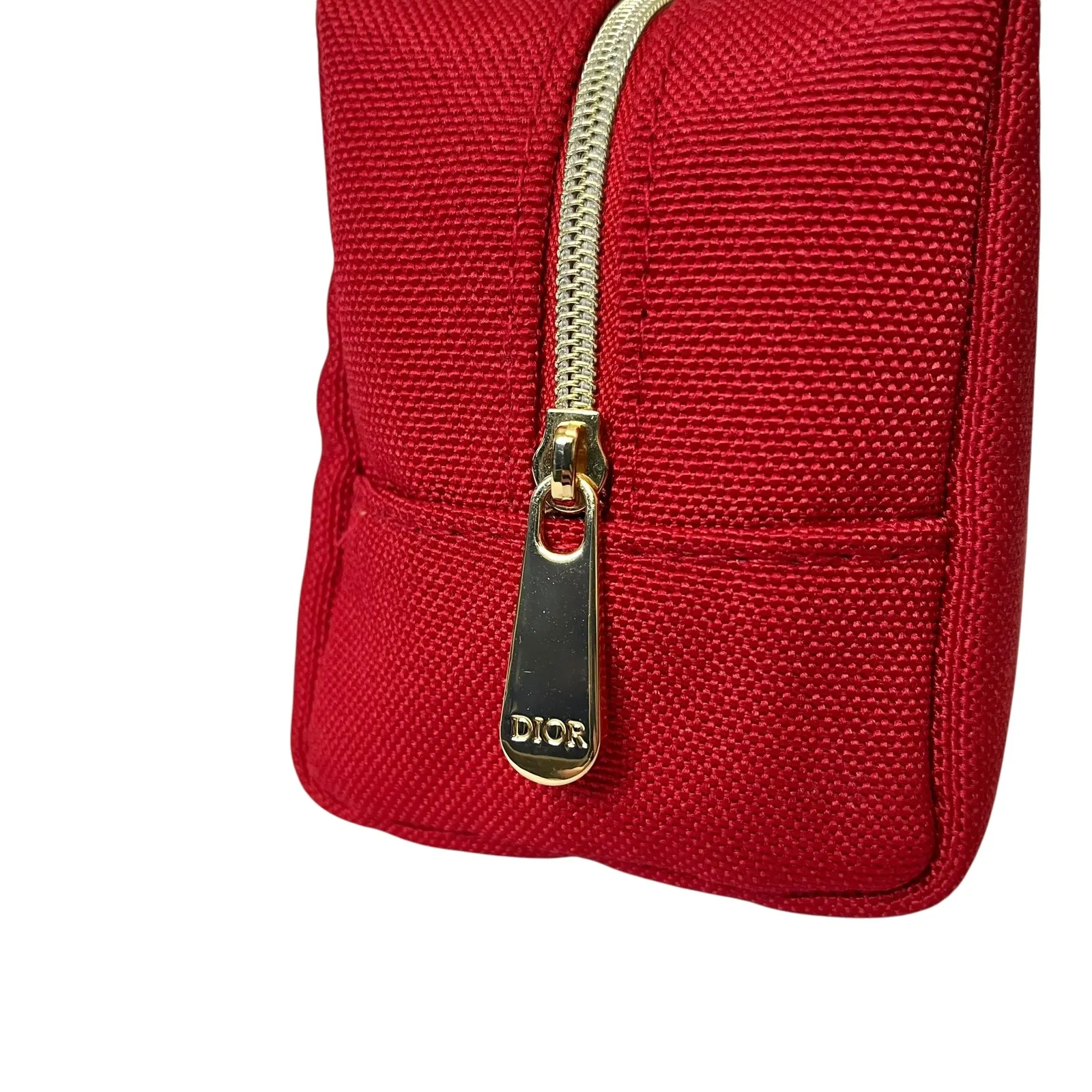 Dior Beauty CD Logo Berry Red Makeup Bag Zip Pouch - Image 4