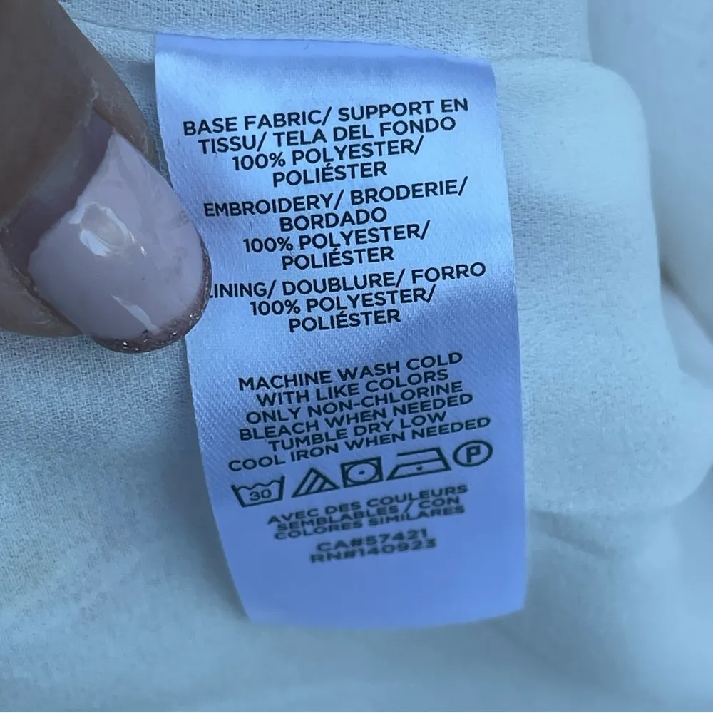 Loft cropped eyelet embroidered floral cropped tank top blouse pink yellow Sz L - Image 6