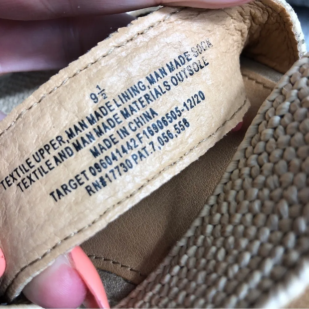 UNIVERSAL THREAD Beige 3 Textile Strap Platform Wedge Sandals 9.5 Espadrille - Image 14