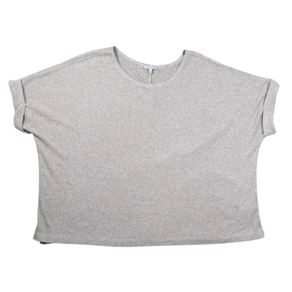 White Birch Oversized Relaxed Fit Heathered Tan Dark Khaki Ribbed Sweater Top 1X - Image 4