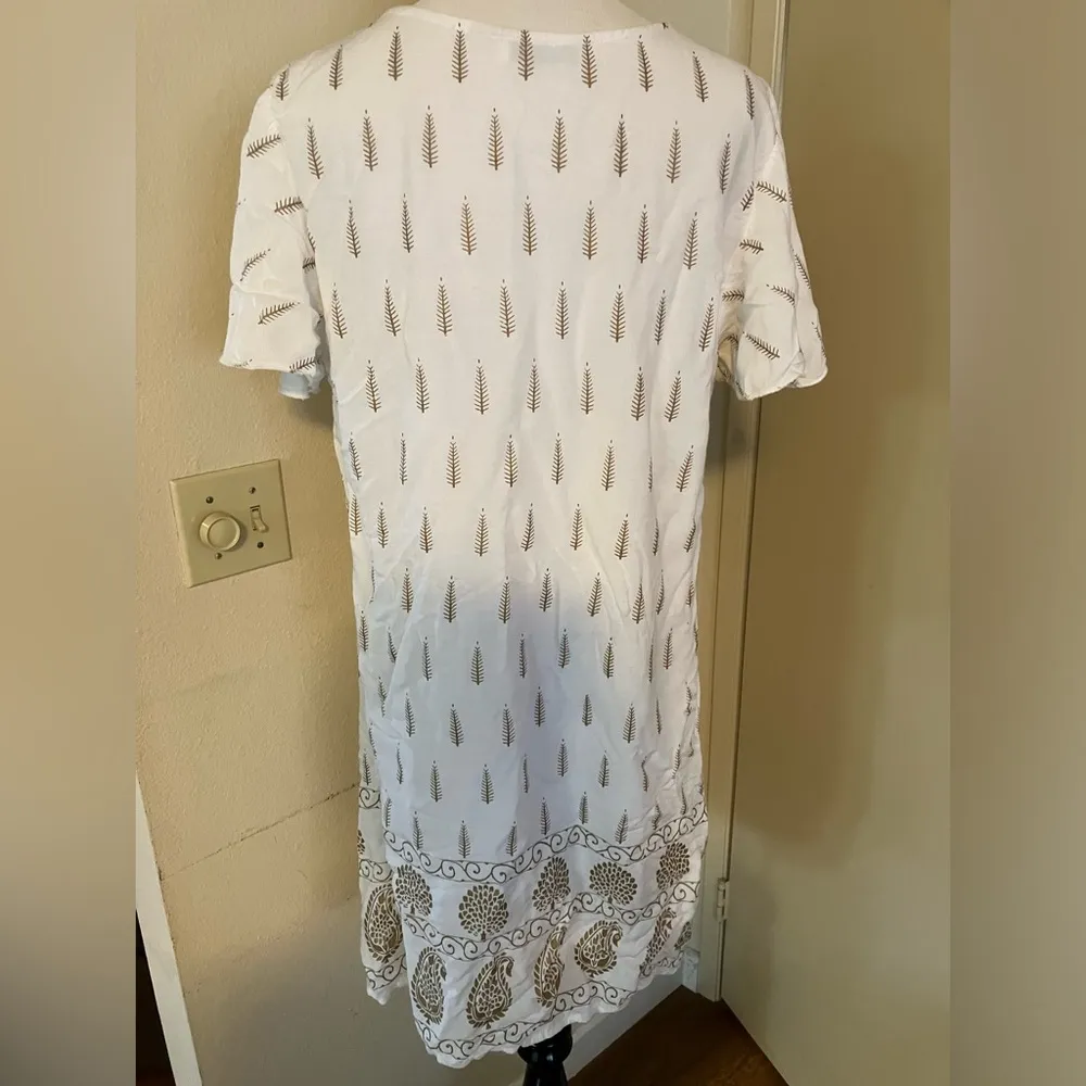 Lapogee Women's Shirt Sleeve Paisley And Floral Tunic Boho Dress Size XL White - Image 3