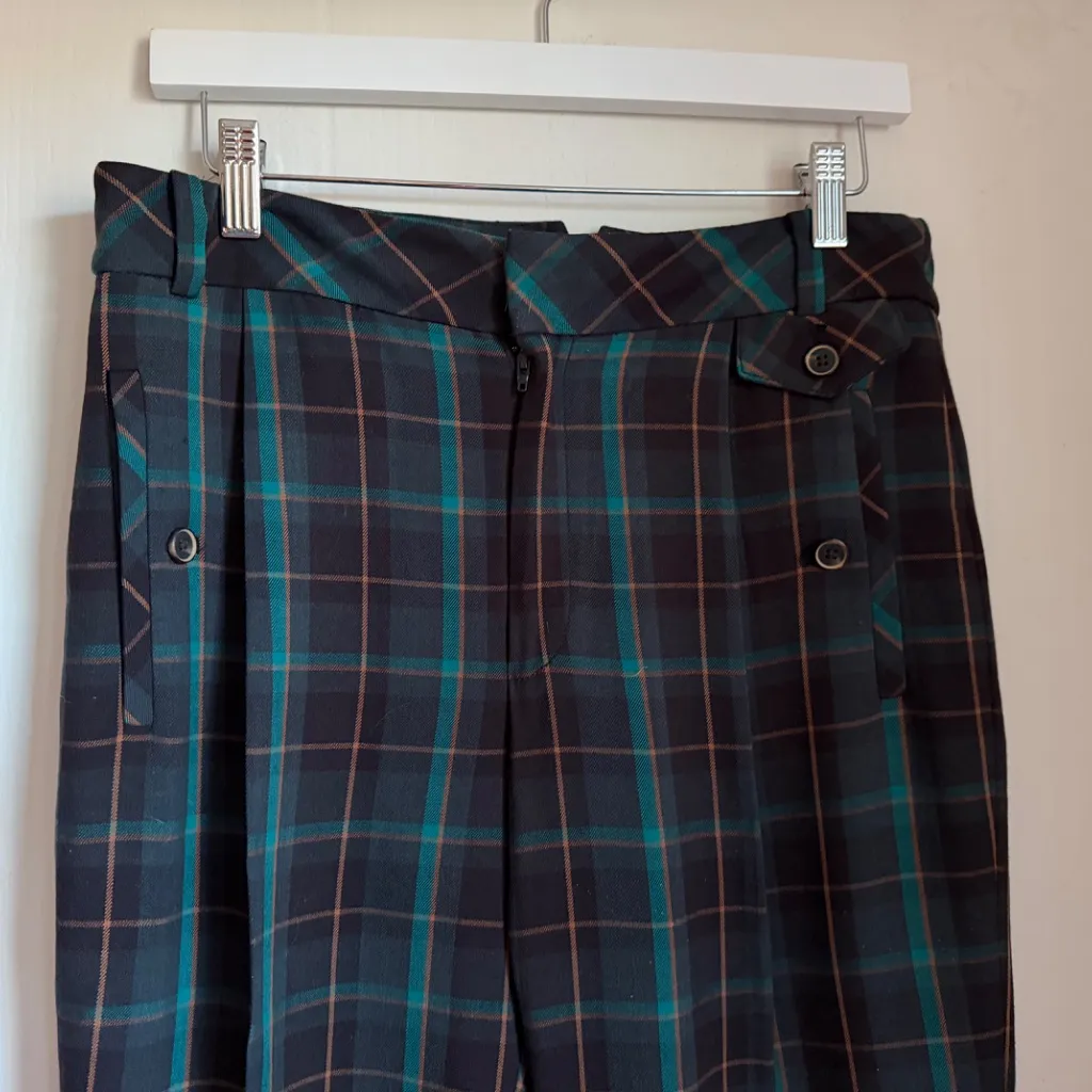 Cartonnier Anthropologie Kames Pants 6 Green Navy Plaid Heritage Prep Academia - Image 4