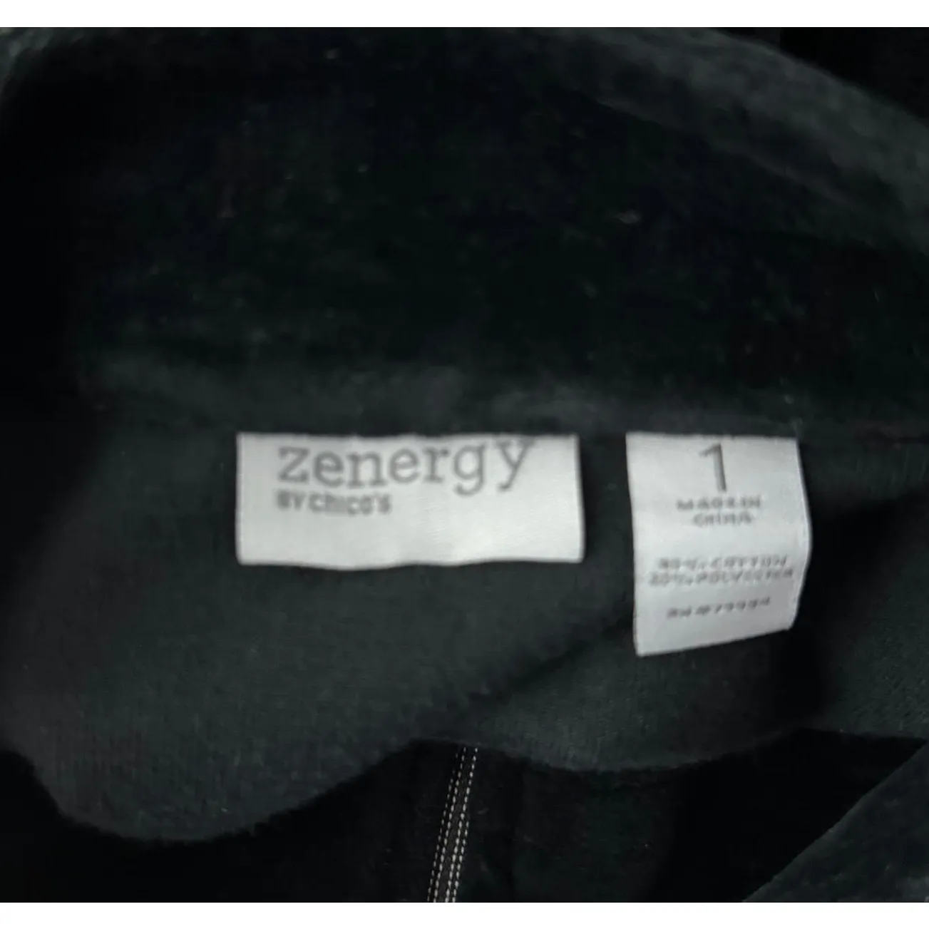 Chicos Jacket Womens Medium Black Rhinestones Velour Zip Up Zenergy Neutral‎ - Image 6