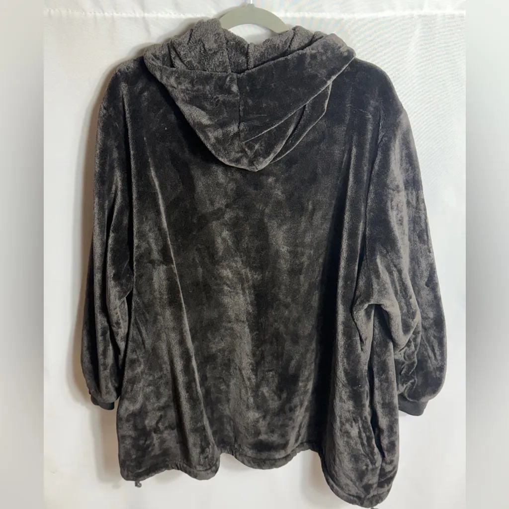 Ideology Plush Fleece Zip Hoodie Black Soft Cozy Longline Plus 3X - Image 4