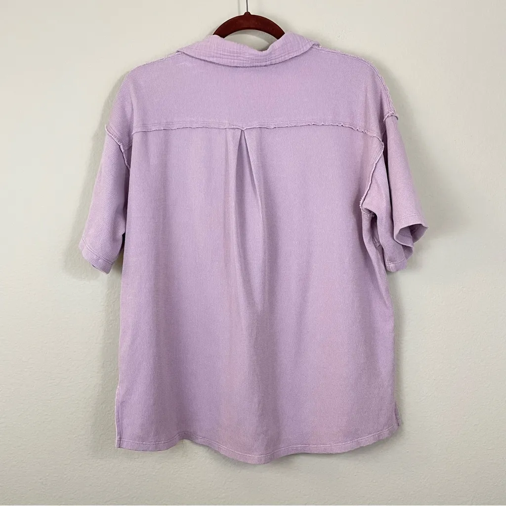 Easel‎ Lilac Gauzy Oversized Henley Top Size Small - Image 6