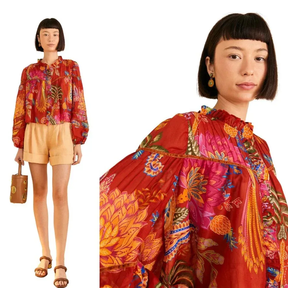 Anthropologie  Farm Rio Mystic Bush Blouse Size XS NWT $170 - Image 12