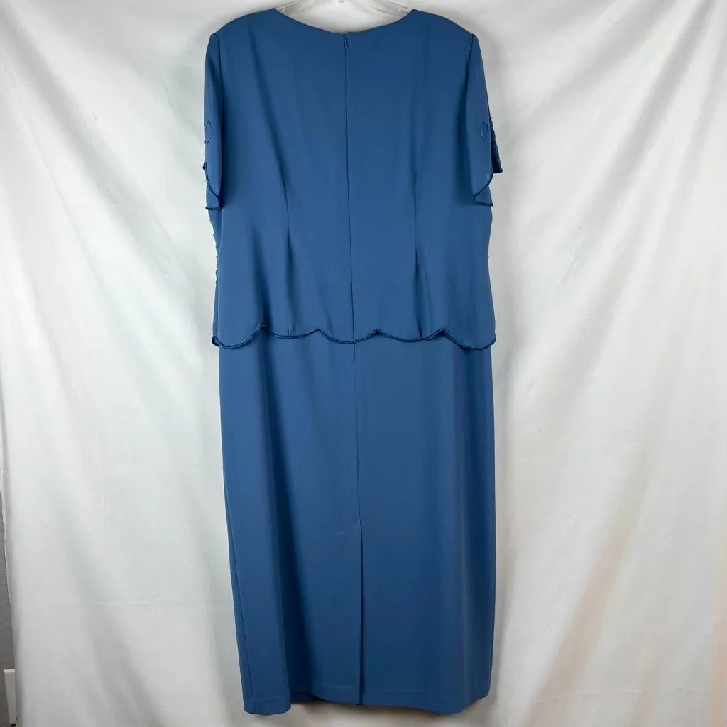 R&M Richards Formal Cocktail Dress Beaded Overlay 18W - Image 2