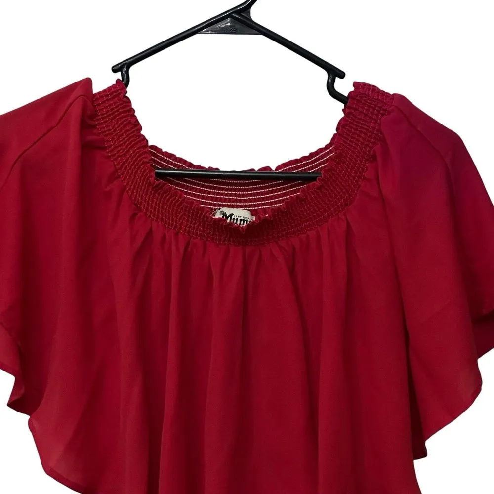 Show Me Your Mumu Hacienda Off Shoulder Maxi Dress Lady Red Ring Crisp Sz Medium - Image 2