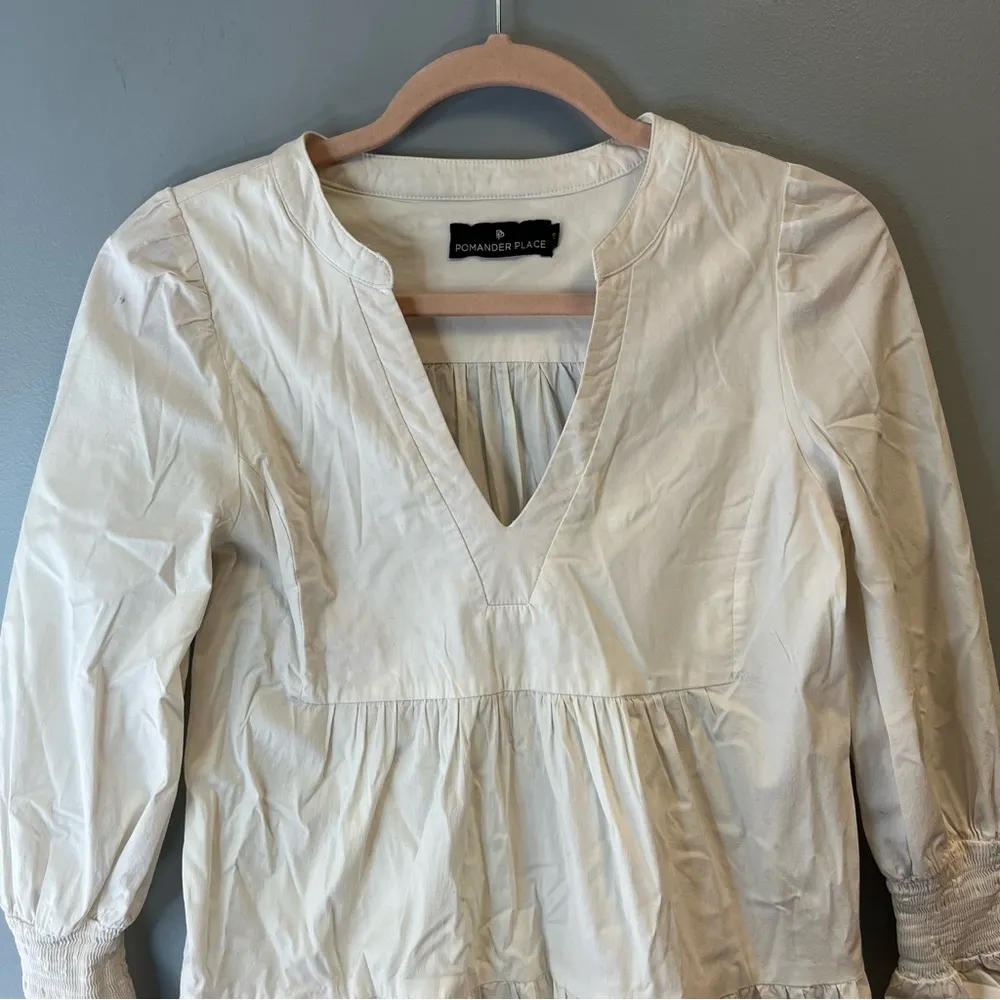 Tuckernuck Pomander Place White Kenzo Dress Long Sleeve Tiered Sz S GUC - Image 4