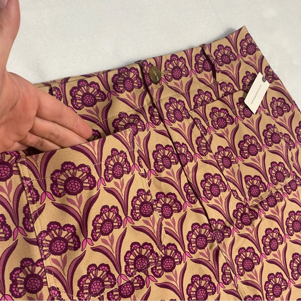 Maeve Anthropologie Colette mini skirt printed stretch preppy fall Large New - Image 4