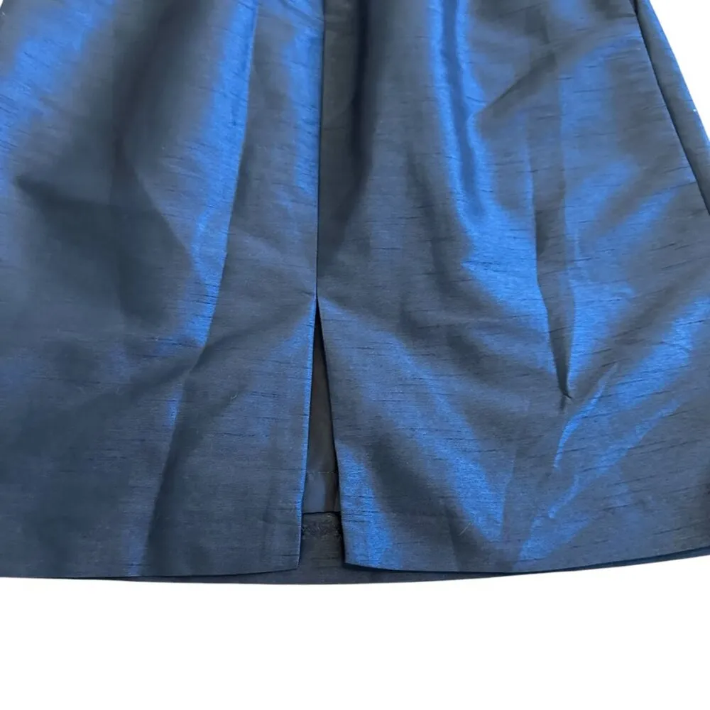 Alfred Sung Dupioni Cocktail Dress Back Bow Wedding Midnight Blue Size 8 NWT - Image 9