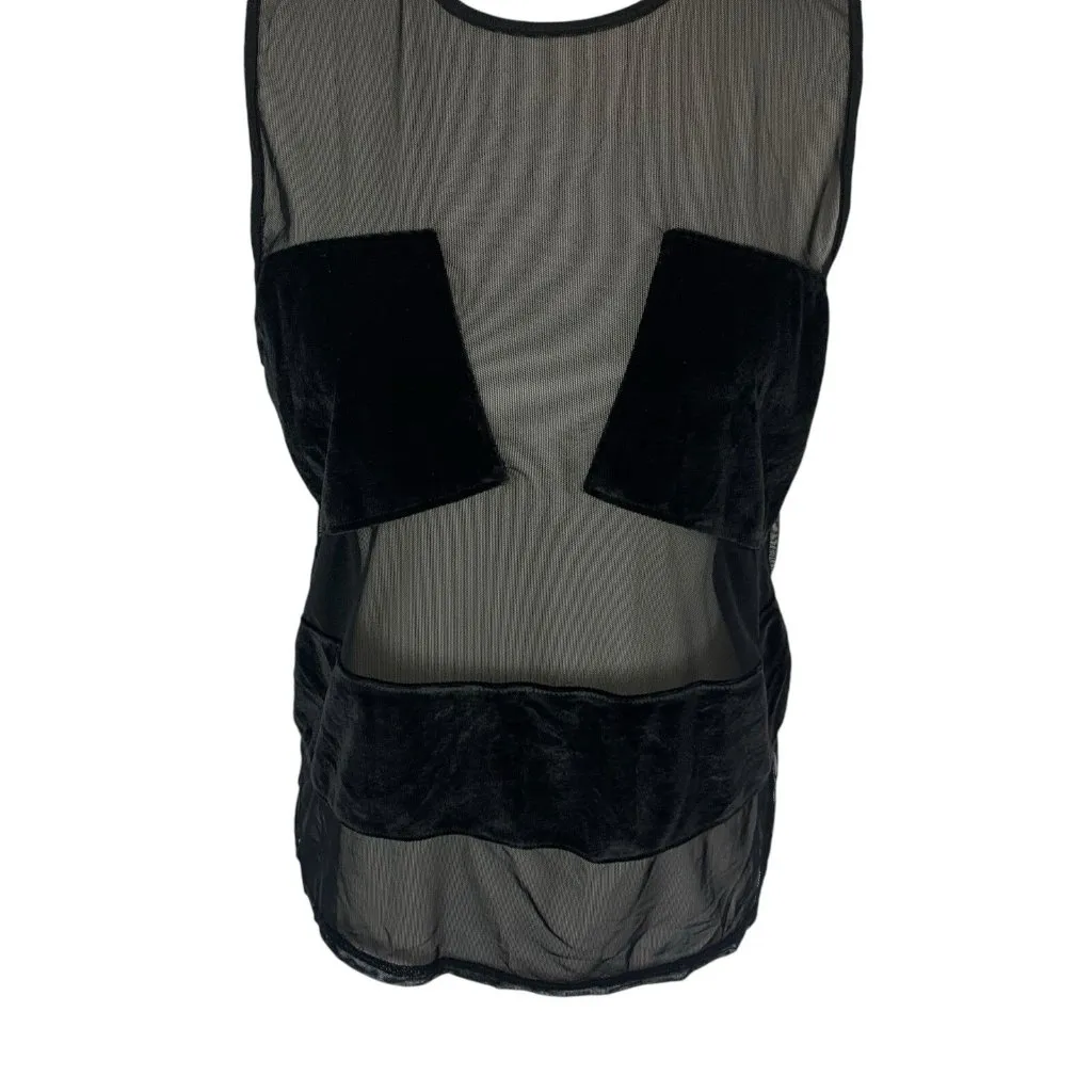 Sparkle Fade Top Medium Black Sheer Mesh See Through Club Sexy - Image 2