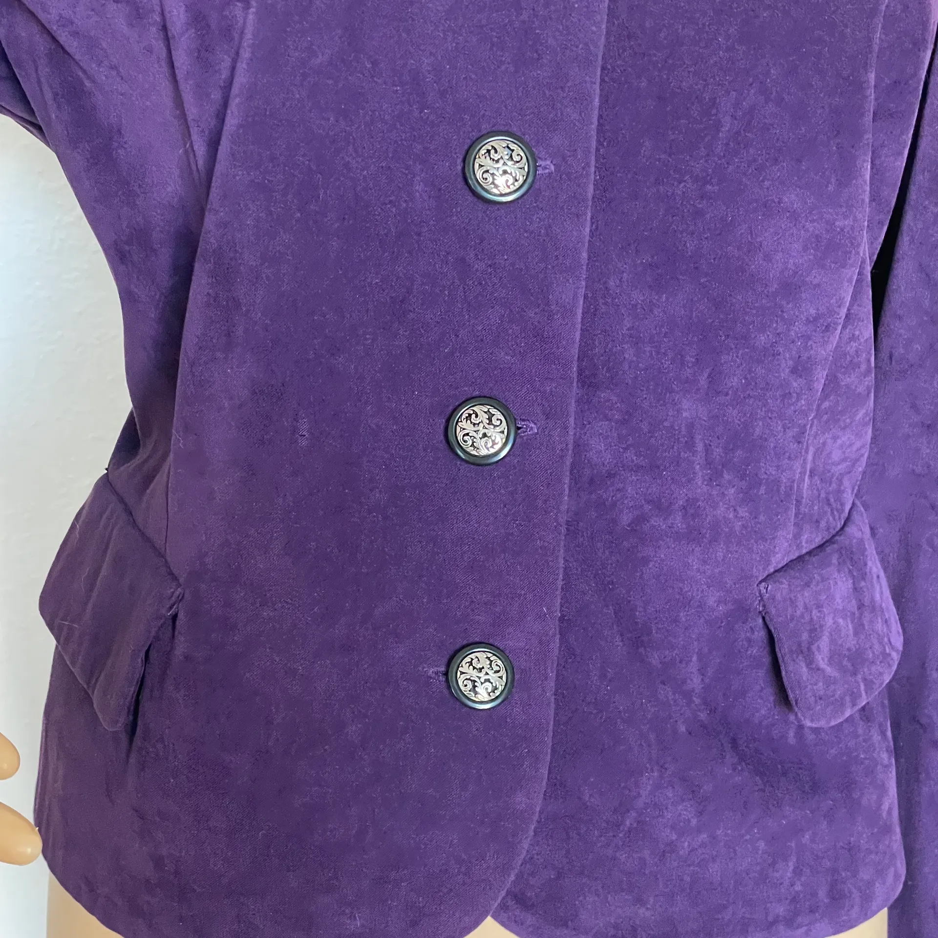 Dresses Petite Purple Velvet Jacket Blazer Button Down Size 16 - Image 4