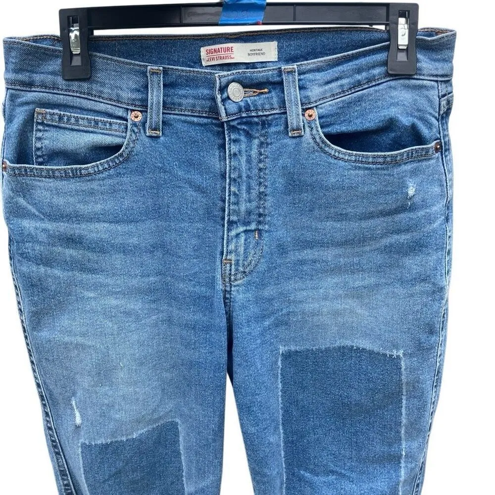 Levi’s signature “heritage boyfriend” medium wash cuffed jeans size 4/27 # 637 - Image 3