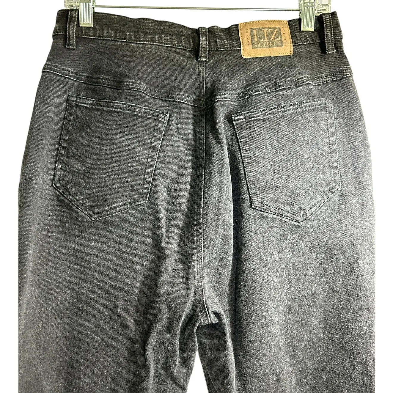 Vintage Liz Claiborne High Rise Black Tapered Plus Mom Jeans Cotton‎ Denim USA Size 14 - Image 4