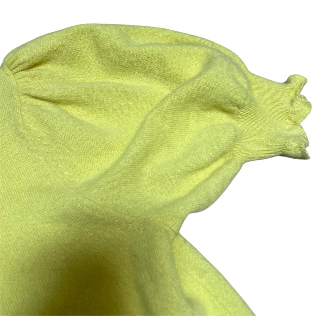 Ulla Johnson Lotta Scallop Edge Short Sleeve Yellow Cashmere Sweater Size Med - Image 7