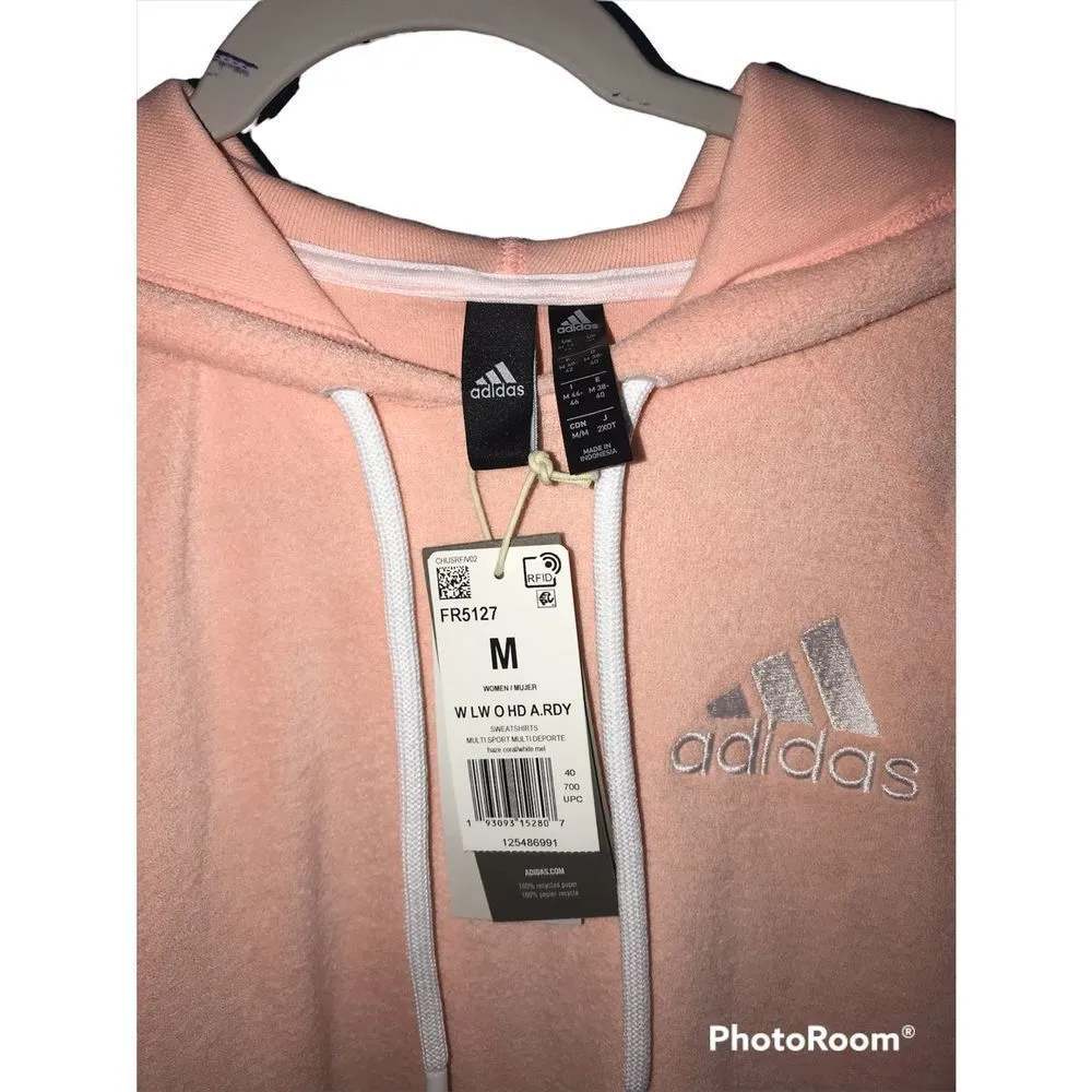 NWT Adidas Women’s Hazcor & Whtmel Coral/White Hoodie Size Medium - Image 3