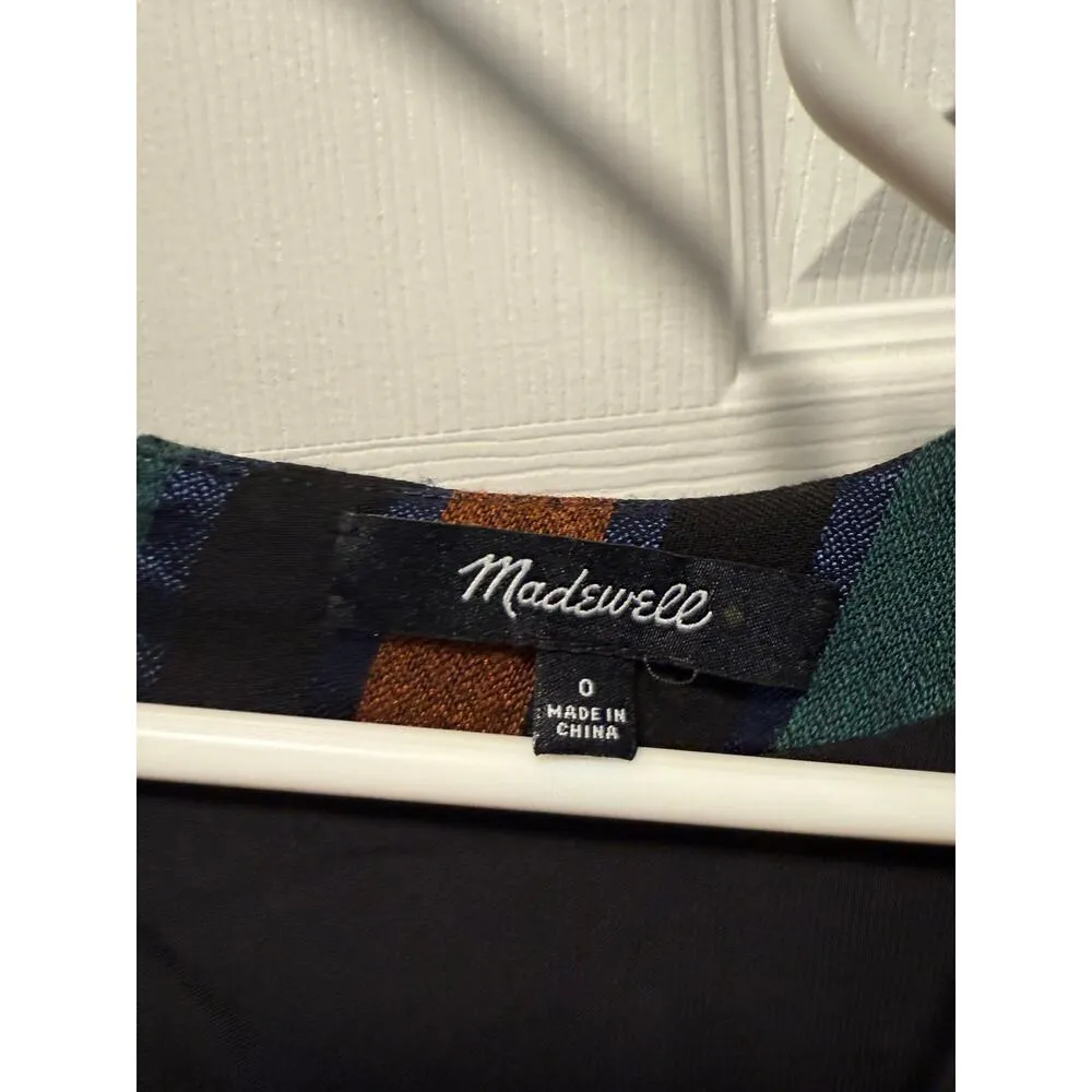 Madewell Stripe Short Sleeve Wrap Wool Blend Jumpsuit Size 0 - Image 4