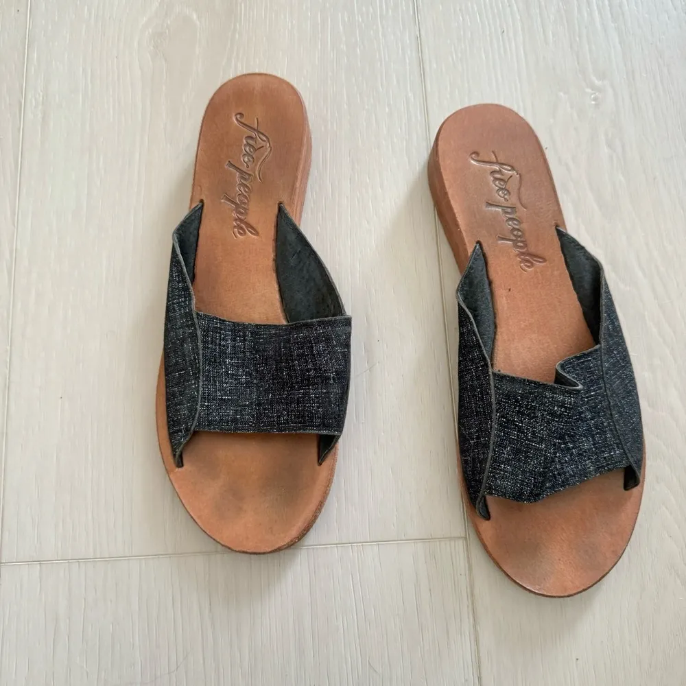 Free People Daybird Mini Wedge Sandals Black Tan Size 37 size 6.5-7 - Image 4