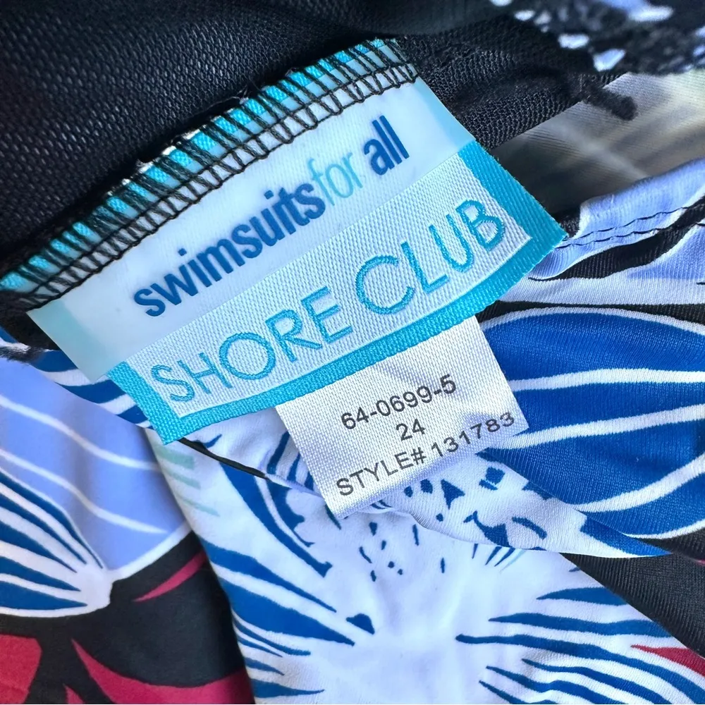 Shore Club Tankini Swim Top 24 Halter Strap Flowers Floral Built In Bra New - Image 5