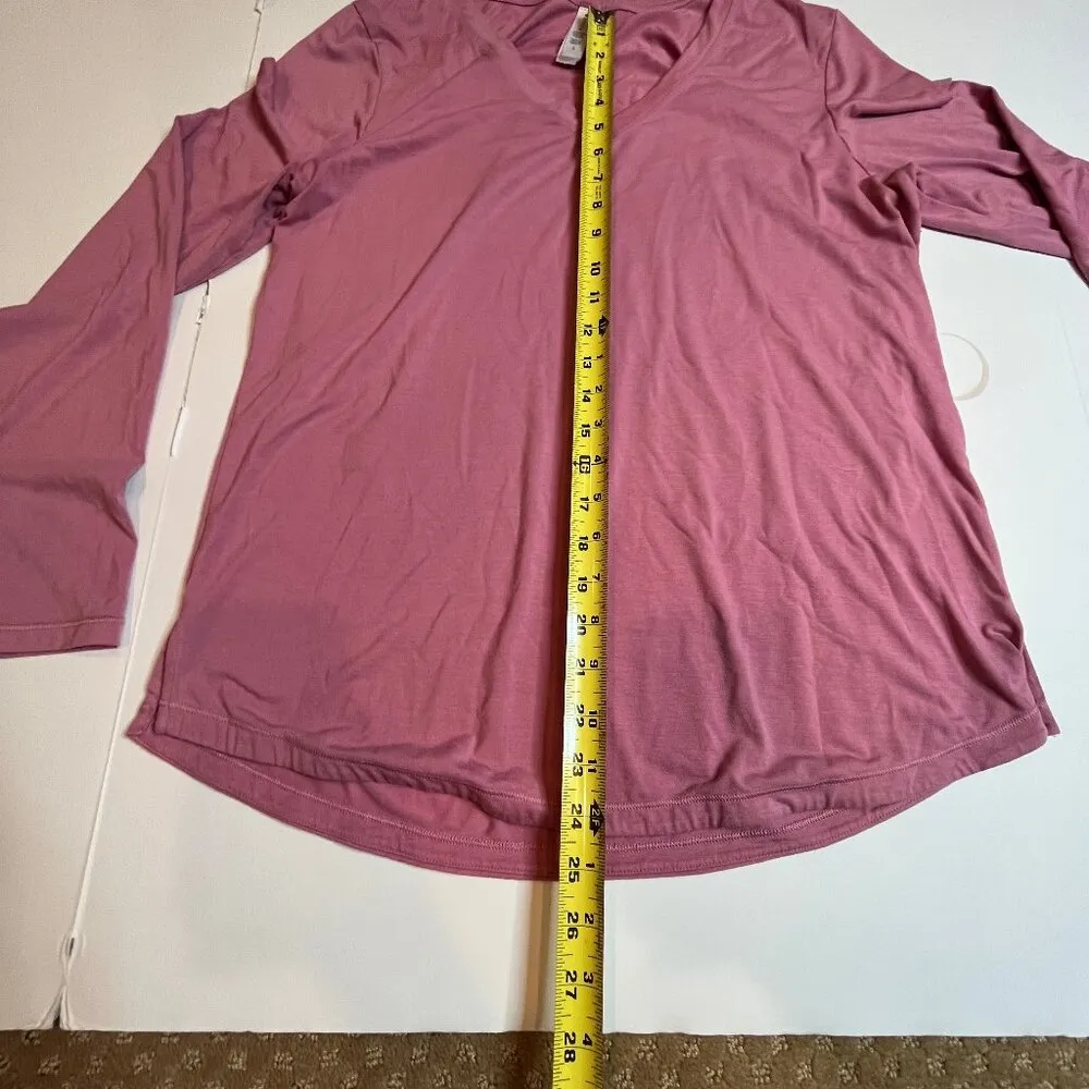 ATHLETA Essential V Neck Rose Pink Large Long Sleeve Top Shirt Tee T-Shirt Comfy - Image 7