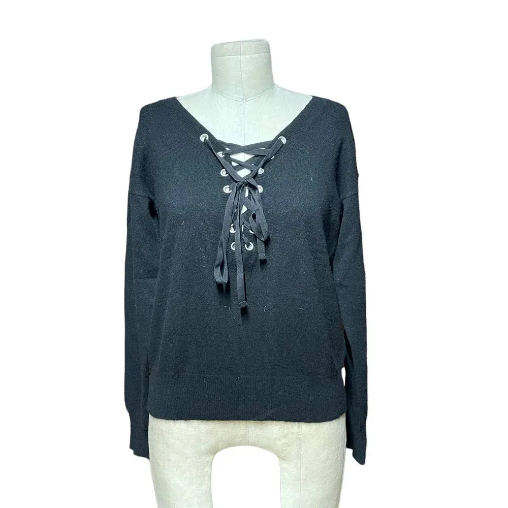 The Kooples Black Wool Cashmere Blend Lace-Up Sweater Size 1 / Small - Image 3