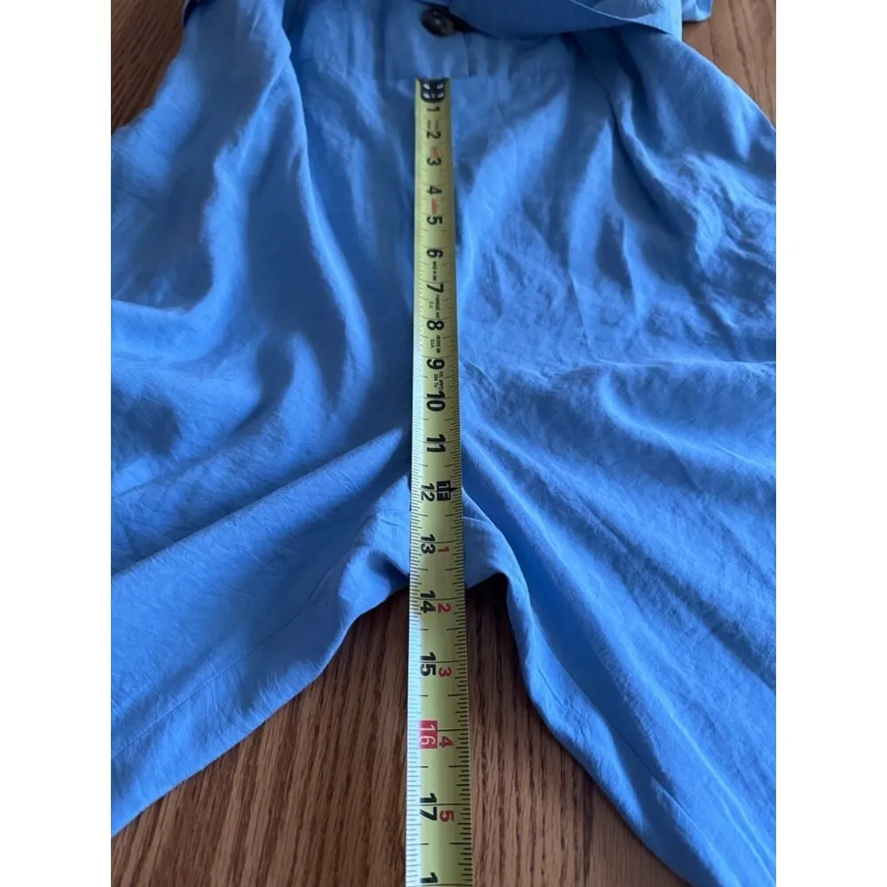 Zara Sleeveless Belted Blue Jumpsuit Overalls Button Up Front Size S - Image 14