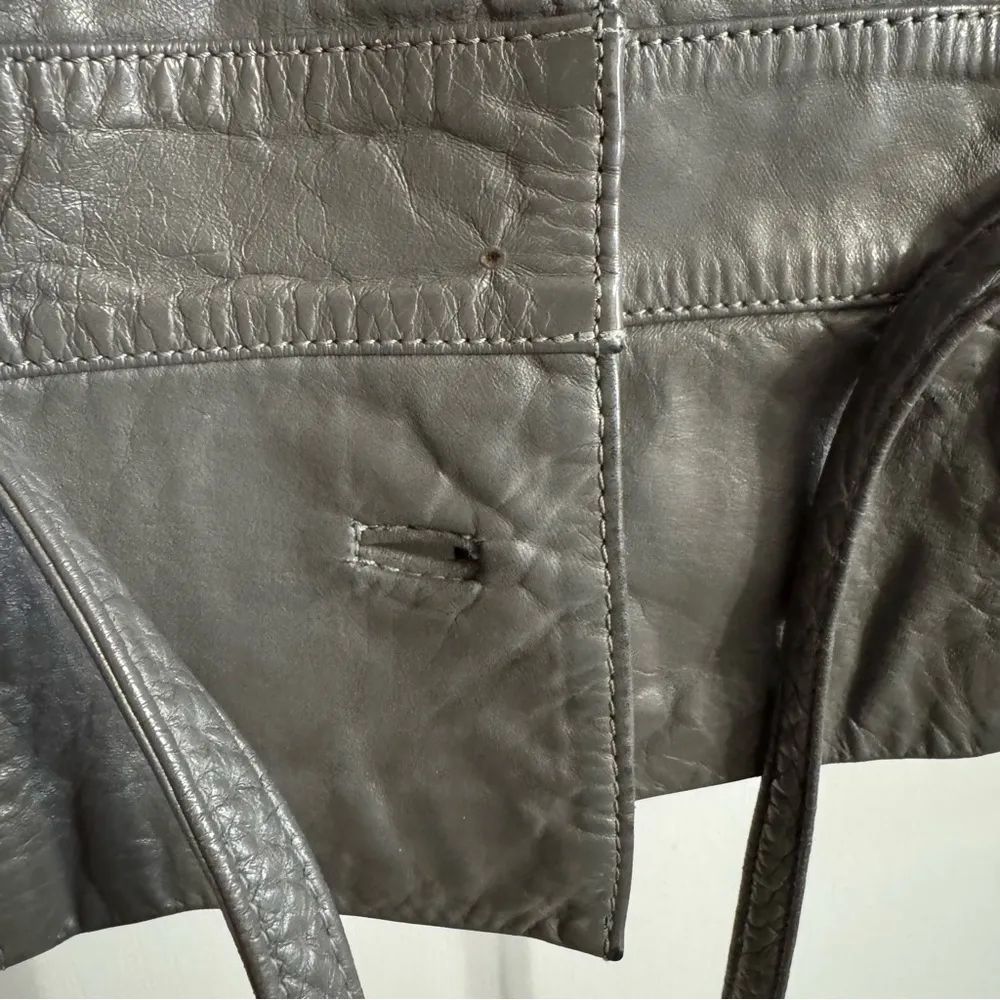 Bermans Korean Leather Jacket Size XS Gray - Image 7