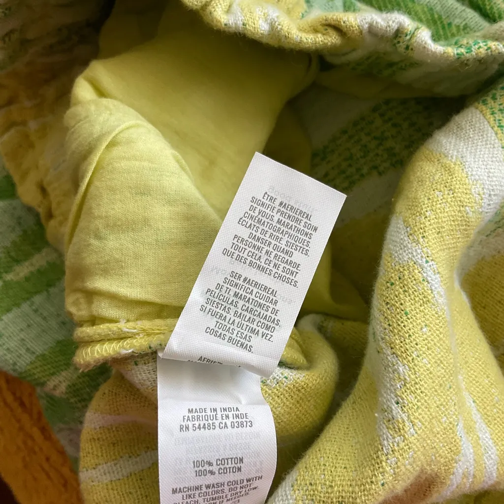 Aerie Jaquard Green Yellow Lounge Shorts Size Large New - Image 4