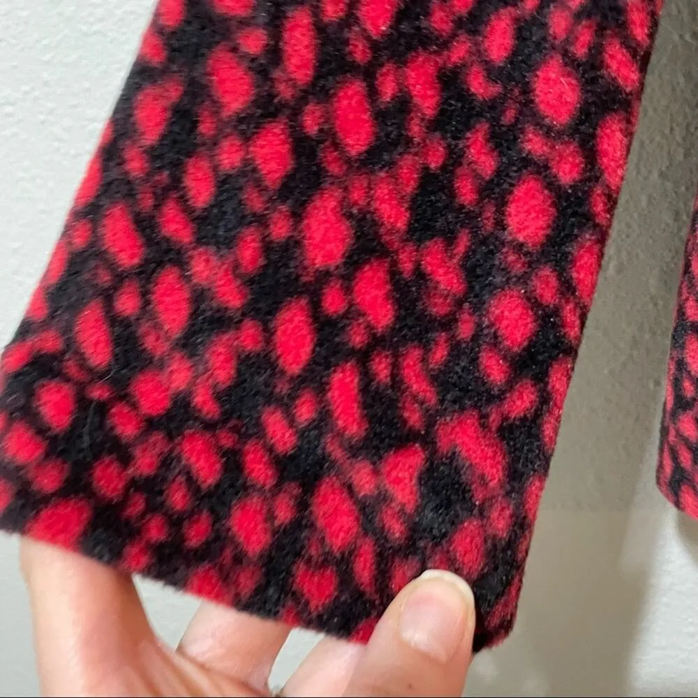 Bob Mackie Wearable Art Red & Black Fleece Full Zip Jacket Womens M Blazer - Image 6