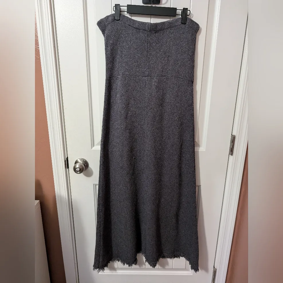 SLEEPING ON SNOW Anthropologie Strapless Dress Silk/Wool Blend Gray Small - Image 2