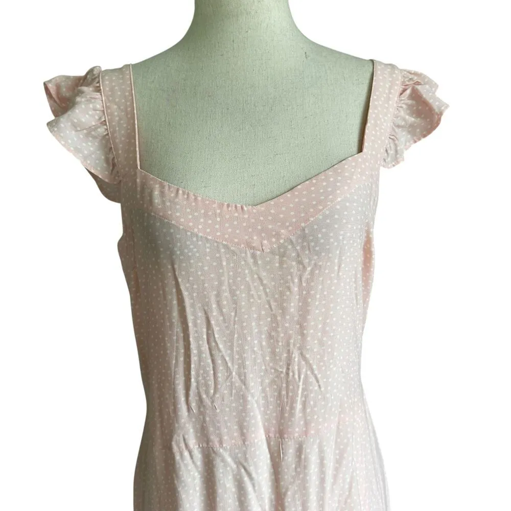 Loft Pink Polka Dots Side Slit Midi Sundress Women Size 6 NWT | 19-29 - Image 3