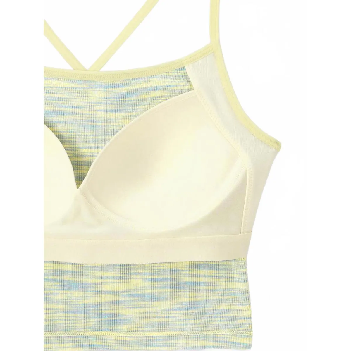 Uniqlo GU Bra-Feel 2Way Cropped Camisole | Marble NWT Yellow Blue XS - Image 5
