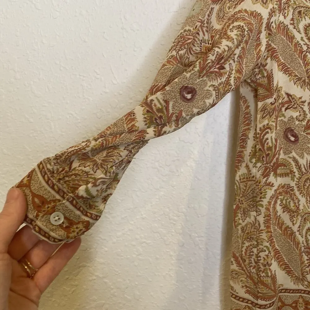 Burberrys Vintage Paisley Rayon Button Down 3/4 Sleeve Blouse EUC Sz Sm Petite - Image 3
