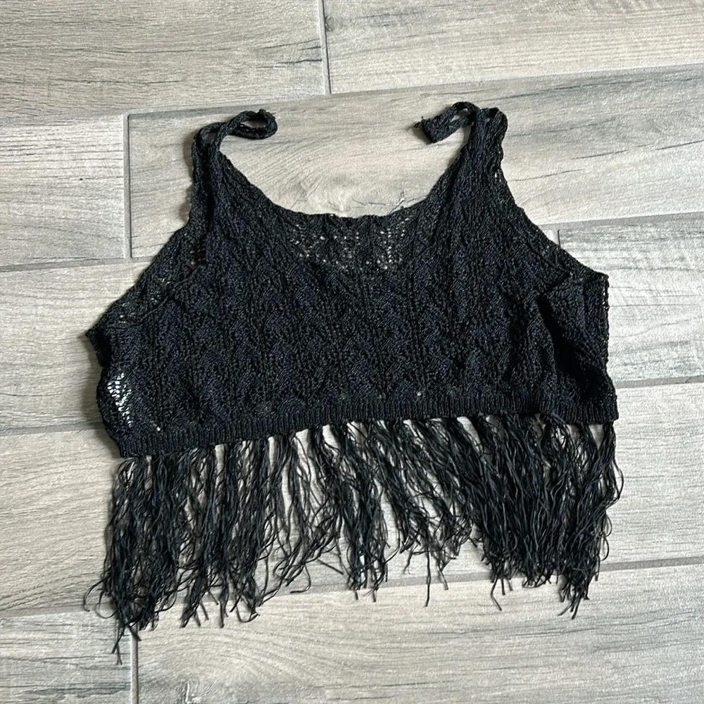Black fringe tank top - Image 2