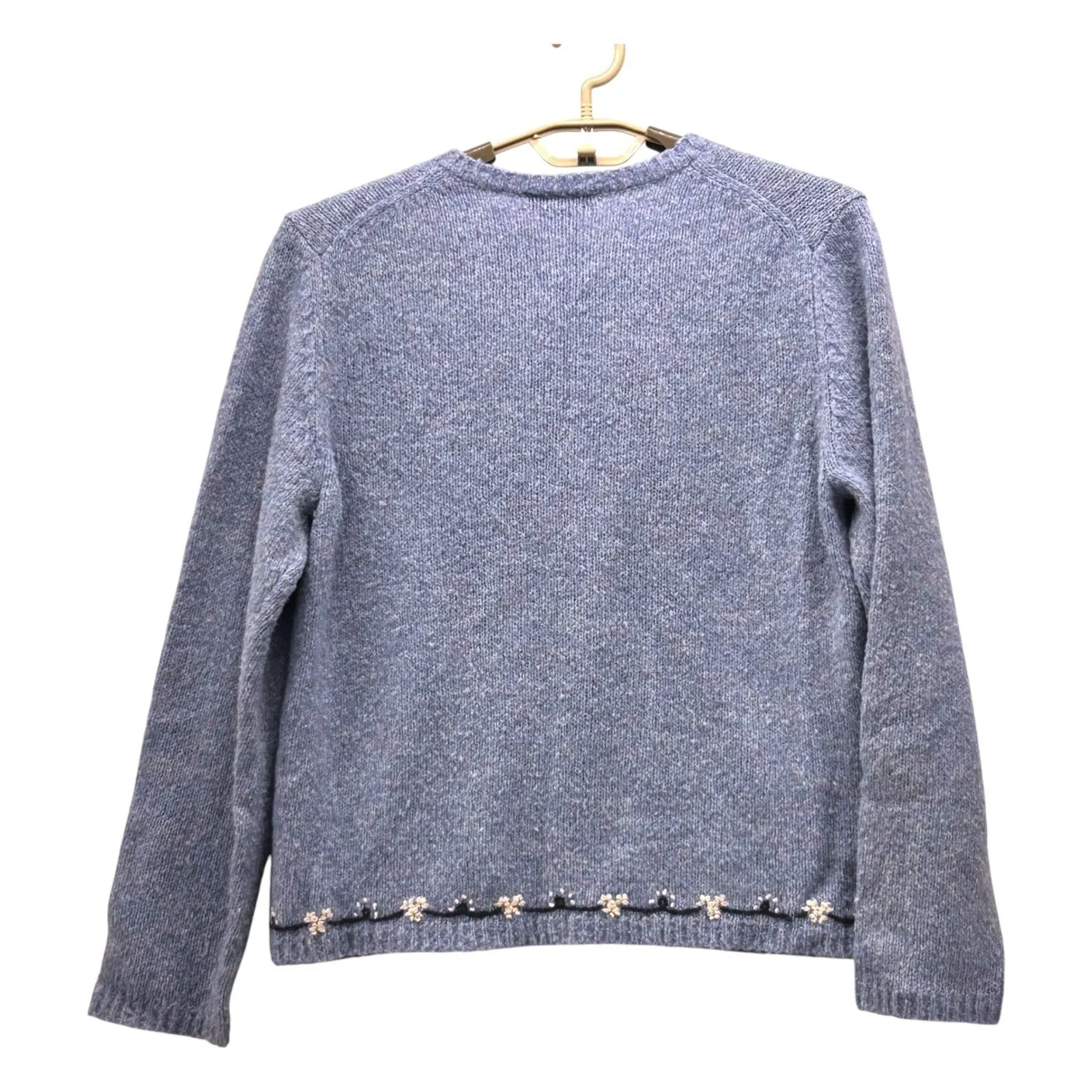 Ann Taylor Merino Wool Cardigan Blue Large - Image 2